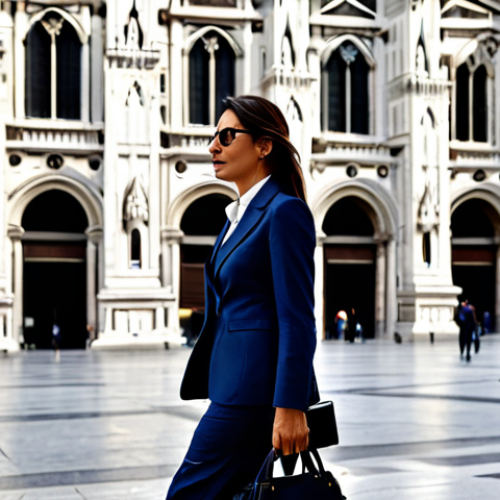 Home 9 A Professional Businesswoman in Milan**
"A professional businesswoman, Italian, in a stylish business suit, walking in front of the Duomo di Milano, fully clothed, appropriate attire, safe for work, perfect anatomy, natural proportions, professional photography, high quality."
**