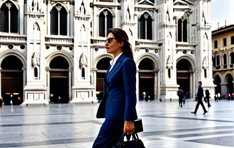 A Professional Businesswoman in Milan**
"A professional businesswoman, Italian, in a stylish business suit, walking in front of the Duomo di Milano, fully clothed, appropriate attire, safe for work, perfect anatomy, natural proportions, professional photography, high quality."
**
